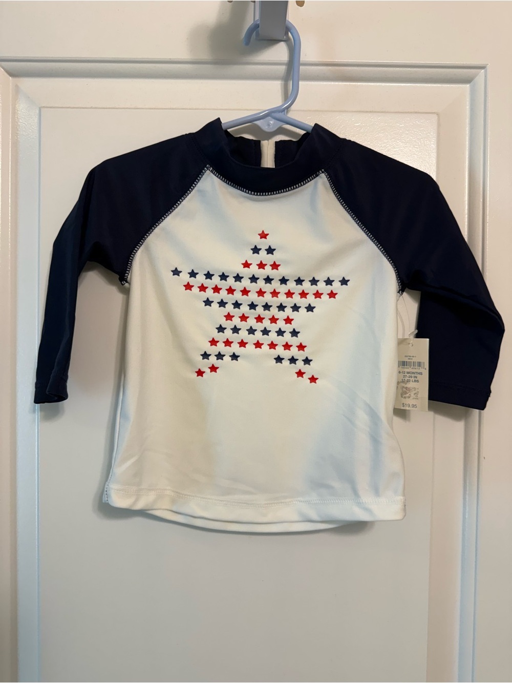 GAP White Navy Rashguard with Red & Navy Star Graphic